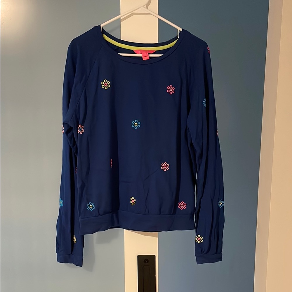 Lilly Pulitzer Navy Top with Neon Accents